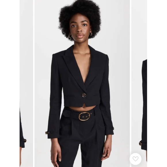 Veronica Beard Black Cropped Linen Blend Single Breast Jacket NWT Buckle Cuff - Picture 10 of 15